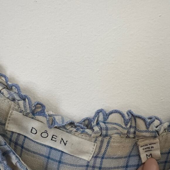 DÔEN Frede Meadowlark Plaid Babydoll Short Mini Dress Size M - Picture 9 of 13